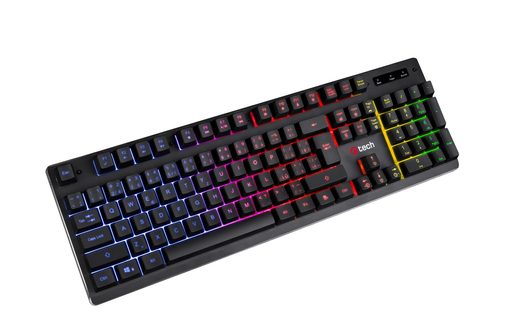 POLOMECHANICKÁ HERNÍ KLÁVESNICE C-TECH IRIS (GKB-08), CASUAL GAMING, CZ/SK, DUHOVÉ PODSVÍCENÍ, USB
