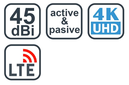 EVOLVEO XANY 2A LTE, 45DBI AKTIVNÍ POKOJOVÁ ANTÉNA DVB-T/T2, LTE FILTR