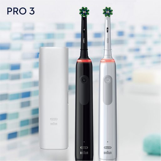 ORAL-B PRO 3 3900 CROSS ACTION DUO - ELEKTRICKÝ ZUBNÍ KARTÁČEK (2KS)