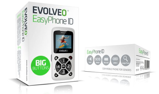 EVOLVEO EASYPHONE ID, MOBILNÍ TELEFON PRO SENIORY, BÍLÁ
