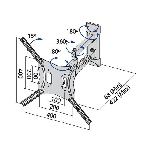 TB TV WALL MOUNT TB-254 UP TO 56", 30KG MAX VESA 400X400