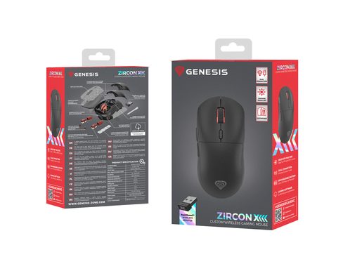 GENESIS HERNÍ BEZDRÁTOVÁ MYŠ ZIRCON XIII. ČERNÁ/HERNÍ/OPTICKÁ/26 000 DPI/BEZDRÁTOVÁ USB + BLUETOOTH/