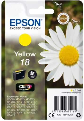 EPSON SINGLEPACK YELLOW 18 CLARIA HOME INK