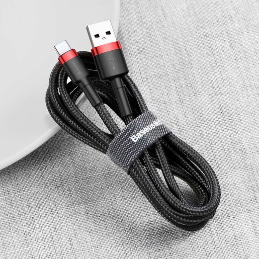 BASEUS CAFULE (TYPE-C | 2 M) RED-BLACK 2A -DATOVÝ KABEL