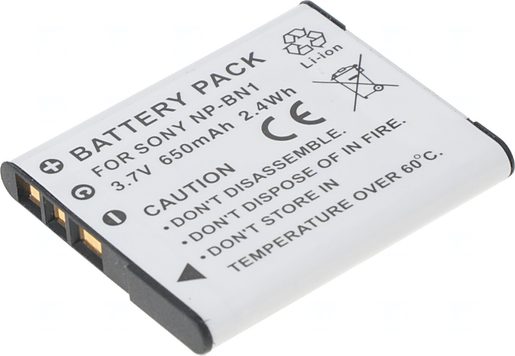 BATERIE T6 POWER SONY NP-BN1, 650MAH, 2,3WH, ŠEDÁ