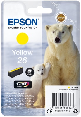 EPSON SINGLEPACK YELLOW 26 CLARIA PREMIUM INK