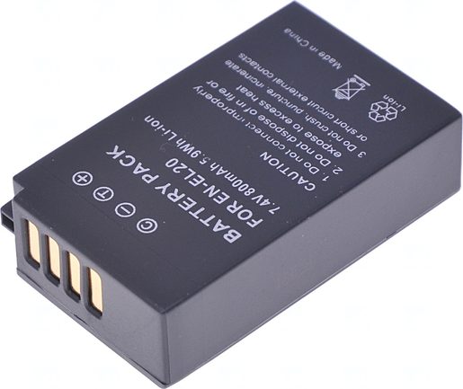 BATERIE T6 POWER NIKON EN-EL20, 800MAH, ČERNÁ