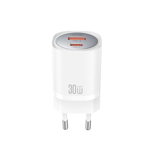 XO WALL CHARGER CE21 PD 33W 1X USB-C 1X USB WHITE + CABLE USB-C - USB-C