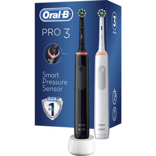 ORAL-B PRO 3 3900 CROSS ACTION DUO - ELEKTRICKÝ ZUBNÍ KARTÁČEK (2KS)
