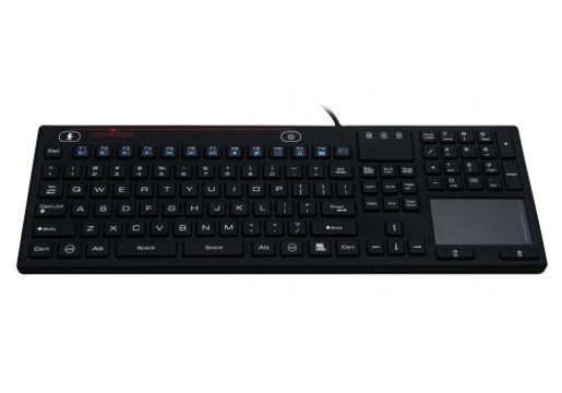 SK314-BL – PRŮMYSLOVÁ SILIKONOVÁ ANTIBAKTERIÁLNÍ KLÁVESNICE S TOUCHPADEM PODSVÍCENÁ, CZ, USB, IP68