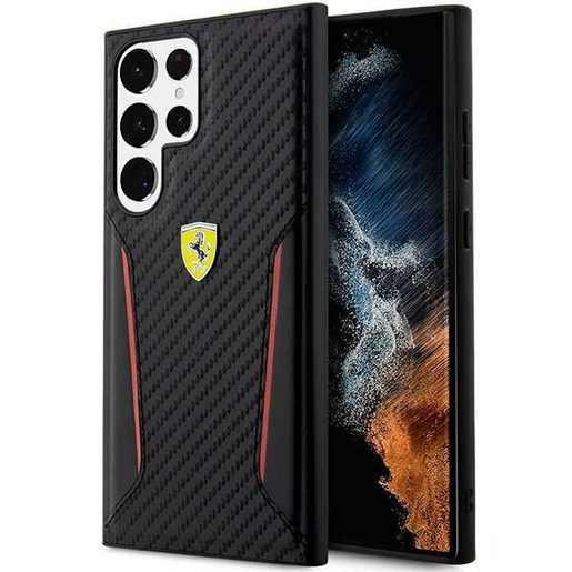 FERRARI POUZDRO SAMSUNG GALAXY S23 HC PU CARBON CONTRAST EDGES