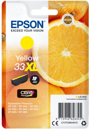 EPSON SINGLEPACK YELLOW 33XL CLARIA PREMIUM INK