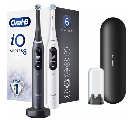 ORAL-B IO SERIES 8 DUO BLACK/WHITE - ELEKTRICKÝ ZUBNÍ KARTÁČEK (2KS)