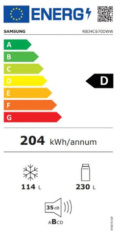SAMSUNG RB34C670DWW/EF - KOMBINOVANÁ CHLADNIČKA
