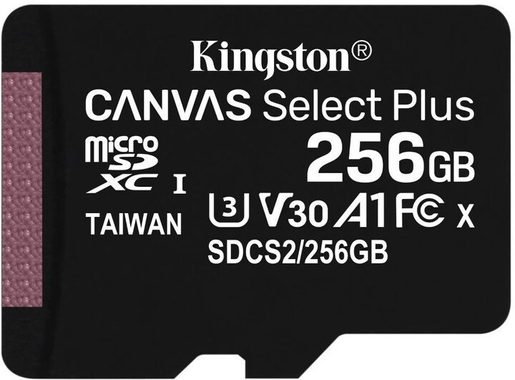 256GB MICROSDXC KINGSTON CANVAS SELECT PLUS A1 CL10 100MB/S BEZ ADAPTERU