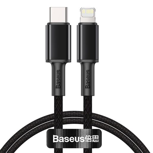 BASEUS  HIGH DENSITY PD USB-C - LIGHTNING 1,0 M 20W BLACK