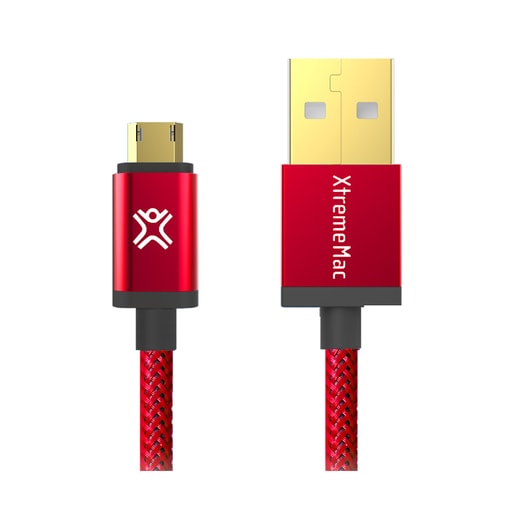 XTREMEMAC REVERSIBLE MICRO-USB PREMIUM CABLE–1,2M – RED
