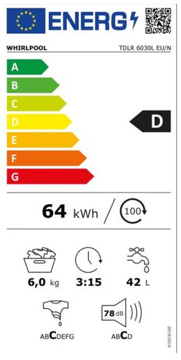 WHIRLPOOL TDLR 6030L EU/N - VRCHEM PLNĚNÁ PRAČKA