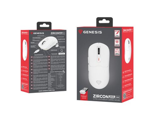 GENESIS HERNÍ MYŠ ZIRCON 660 PRO, 26 000DPI, BÍLÁ
