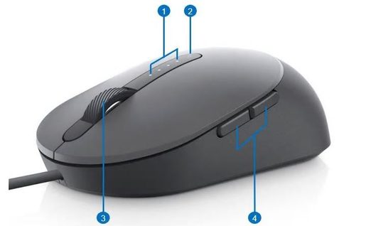 MYŠ DELL LASER WIRED MOUSE MS3220 UMOŽŇUJE VYSOCE PŘESNÉ OVLÁDÁNÍ POČÍTAČE.