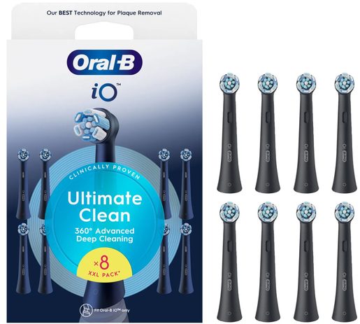ORAL-B IO ULTIMATE CLEAN 8 KS BLACK - NÁHRADNÍ HLAVICE K ZUBNÍMU KARTÁČKU