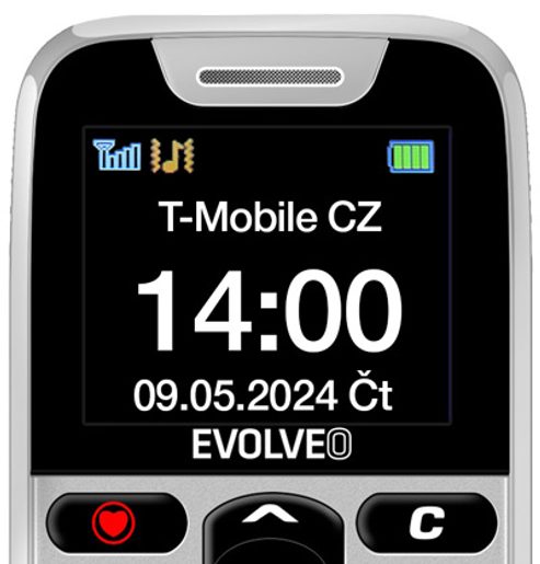 EVOLVEO EASYPHONE, MOBILNÍ TELEFON PRO SENIORY S NABÍJECÍM STOJÁNKEM, BÍLÁ