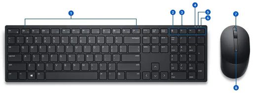 DELL SET KLÁVESNICE + MYŠ, KM5221W, BEZDRÁTOVÁ, US