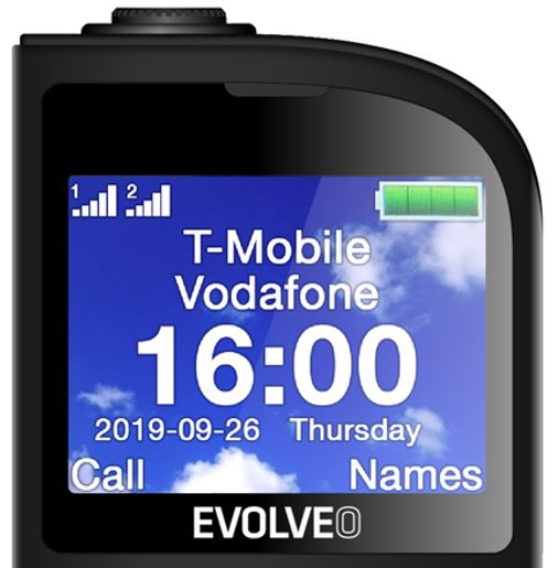 EVOLVEO EASYPHONE FL, MOBILNÍ TELEFON PRO SENIORY S NABÍJECÍM STOJÁNKEM, ČERNÁ