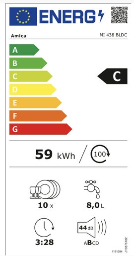 AMICA MI 438 BLDC - VESTAVNÁ MYČKA NÁDOBÍ (45CM)