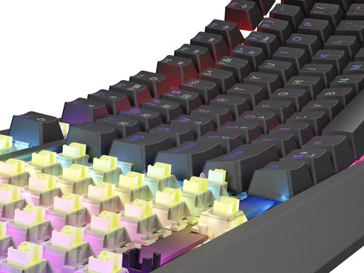 GENESIS HERNÍ KLÁVESNICE THOR 230/TKL/RGB/OUTEMU SILENT LEMON/BEZDRÁTOVÁ USB + BLUETOOTH/US LAYOUT/Č