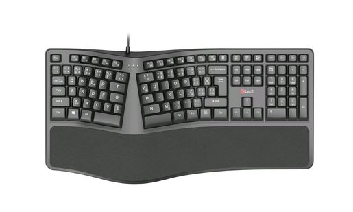 KLÁVESNICE C-TECH KB-113E USB, ERGO, ČERNÁ, CZ/SK