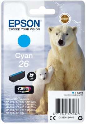 EPSON SINGLEPACK CYAN 26 CLARIA PREMIUM INK