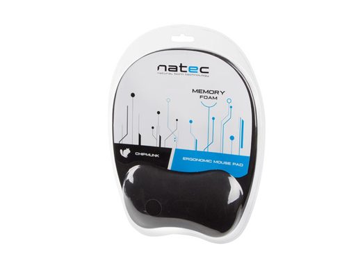 PODLOŽKA POD MYŠ ERGONOMICKÁ NATEC CHIPMUNK, PAMĚŤOVÁ PĚNA, ČERNÁ