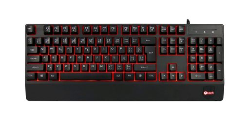 KLÁVESNICE C-TECH KB-104BK, USB, 3 BARVY PODSVÍCENÍ, ČERNÁ, CZ/SK
