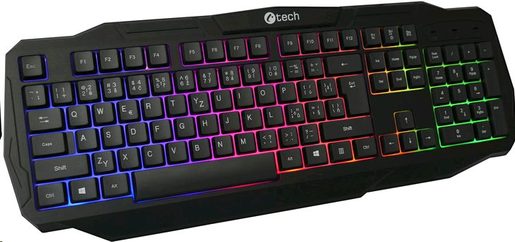 C-TECH HERNÍ KLÁVESNICE ARCUS (GKB-15) CZ/SK, DUHOVÉ PODSVÍCENÍ, USB