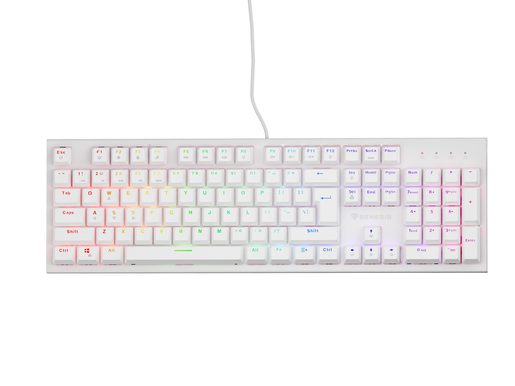 GENESIS HERNÍ MECHANICKÁ KLÁVESNICE THOR 303/RGB/OUTEMU PEACH SILENT/DRÁTOVÁ USB/US LAYOUT/BÍLÁ