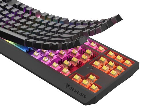 GENESIS HERNÍ KLÁVESNICE THOR 230/TKL/RGB/OUTEMU SILENT LEMON/BEZDRÁTOVÁ USB + BLUETOOTH/US LAYOUT/Č