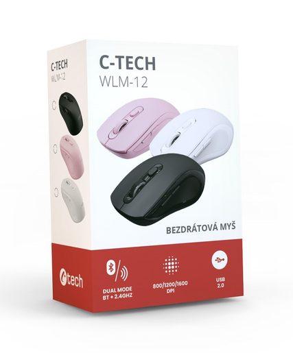 MYŠ C-TECH WLM-12 DUAL MODE, BEZDRÁTOVÁ, BT+