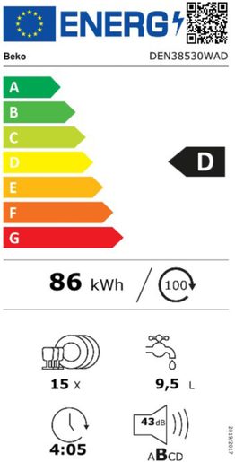 BEKO DEN 38530WAD - VOLNĚ STOJÍCÍ MYČKA NÁDOBÍ (60CM)