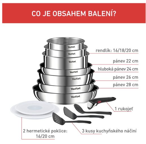 TEFAL SADA NÁDOBÍ INGENIO EMOTION L897DS04 (13 KS) - SADA NÁDOBÍ