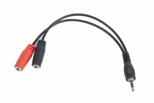 KABEL CABLEXPERT ROZDVOJKA JACK 3,5MM (4 PÓLOVÝ) NA 2X3,5MM M/F, 20CM, ČERNÝ