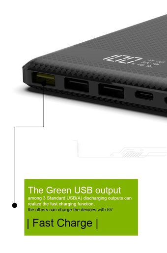 VIKING POWER BANK PINENG PN-962 QC3.0 20000MAH, ČERNÁ, QUICK CHARGE 3.0, ČERNÁ