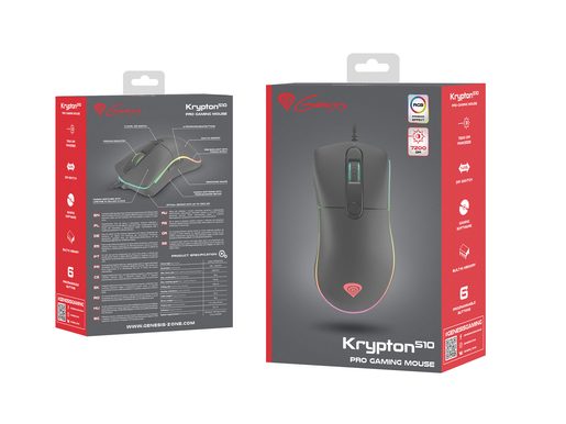 HERNÍ MYŠ GENESIS KRYPTON 510, RGB, 8000 DPI, RGB PODSVÍCENÍ, SOFTWARE