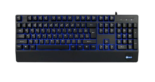 KLÁVESNICE C-TECH KB-104BK, USB, 3 BARVY PODSVÍCENÍ, ČERNÁ, CZ/SK