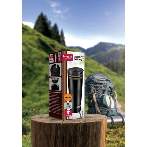 TERMOHRNEK 360ML ČERNÁ-ORANŽOVÁ   MANQ