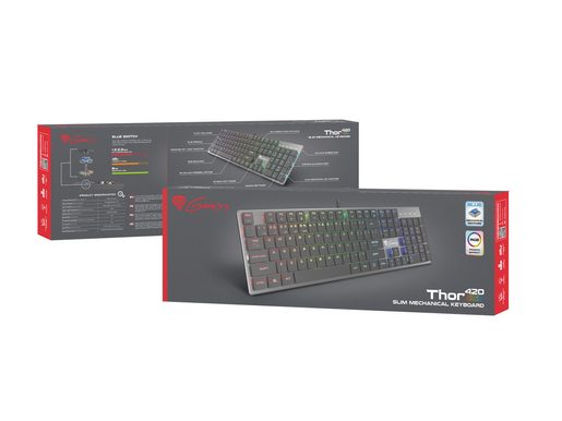 PLOCHÁ MECHANICKÁ KLÁVESNICE GENESIS THOR 420 RGB US, CONTENT SLIM BLUE SWITCH, SOFTWARE