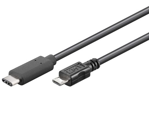 PREMIUMCORD USB-C/MALE - USB 2.0 MICRO-B/MALE, ČERNÝ, 0,6M