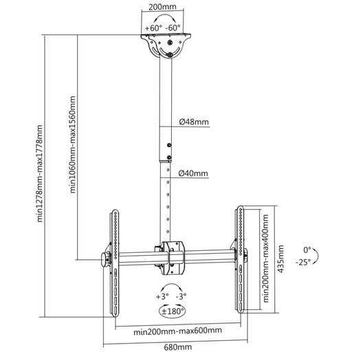 SHO 3900 STROP.POLOH.DRŽÁK TV STELL