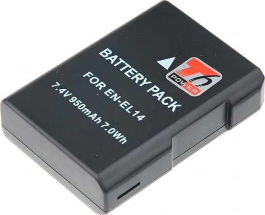 BATERIE T6 POWER NIKON EN-EL14, 950MAH, ČERNÁ