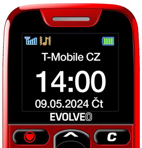 EVOLVEO EASYPHONE, MOBILNÍ TELEFON PRO SENIORY S NABÍJECÍM STOJÁNKEM, ČERVENÁ